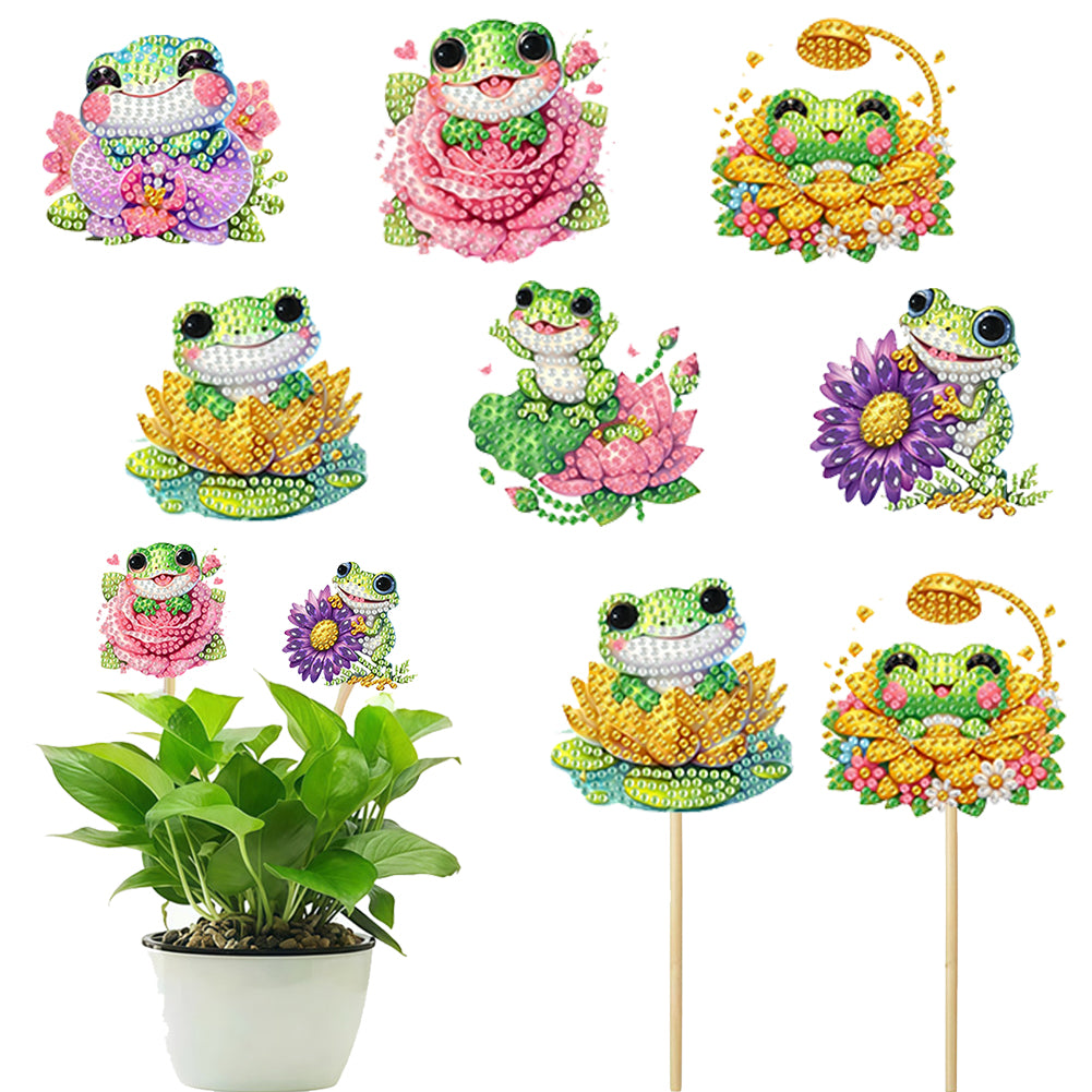 6Pcs DIY Stakes Diamond Painting Kits Diamond Art Kits for Beginners (Frog)