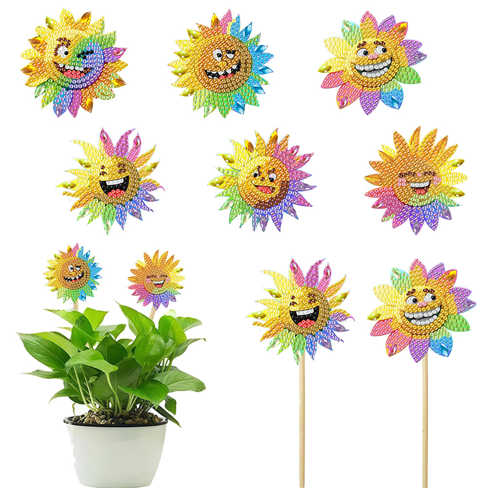 6Pcs DIY Stakes Diamond Painting Kits Diamond Art Kits for Beginners (Sunflower)