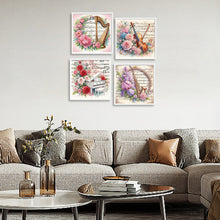 Load image into Gallery viewer, 4pcs Diamond Painting - Partial Special Shaped - Musical Instrument And Flower (30*30CM)
