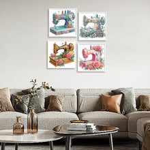 Load image into Gallery viewer, 4pcs Diamond Painting - Partial Special Shaped - Sewing Machine And Flower (30*30CM)
