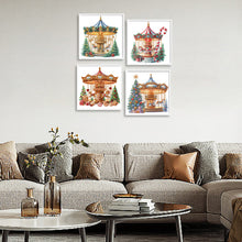 Load image into Gallery viewer, 4pcs Diamond Painting - Partial Special Shaped - Merry-Go-Round And Christmas Tree (30*30CM)
