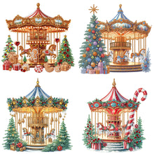 Load image into Gallery viewer, 4pcs Diamond Painting - Partial Special Shaped - Merry-Go-Round And Christmas Tree (30*30CM)
