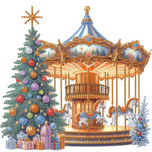 Load image into Gallery viewer, 4pcs Diamond Painting - Partial Special Shaped - Merry-Go-Round And Christmas Tree (30*30CM)
