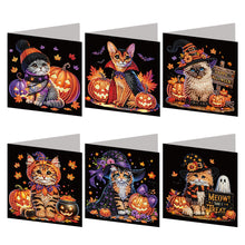 Load image into Gallery viewer, 6PCS DIY Diamond Art Greeting Cards Halloween Designs for Celebrations (H029)
