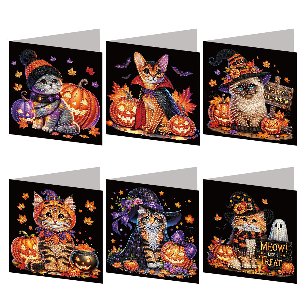 6PCS DIY Diamond Art Greeting Cards Halloween Designs for Celebrations (H029)