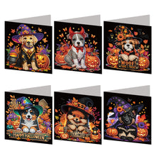 Load image into Gallery viewer, 6PCS DIY Diamond Art Greeting Cards Halloween Designs for Celebrations (H030)
