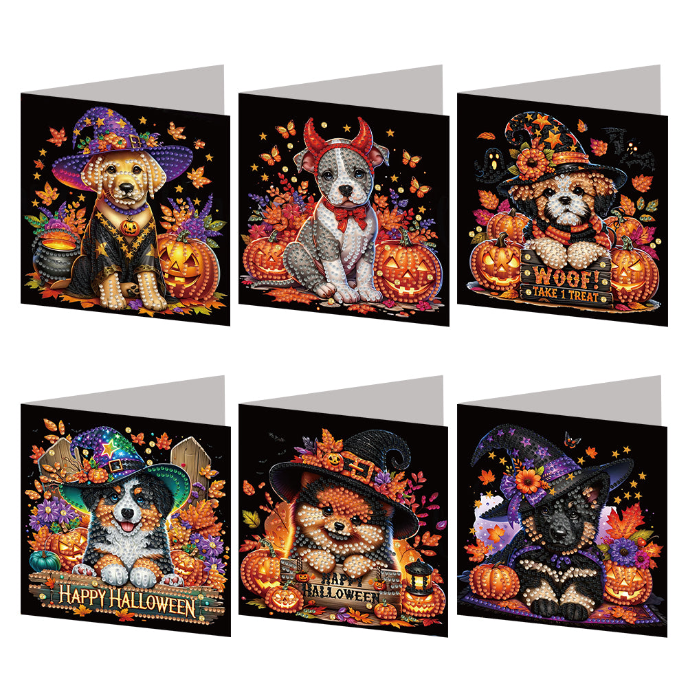 6PCS DIY Diamond Art Greeting Cards Halloween Designs for Celebrations (H030)