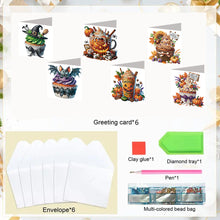 Load image into Gallery viewer, 6PCS DIY Diamond Art Greeting Cards Halloween Designs for Celebrations (H031)
