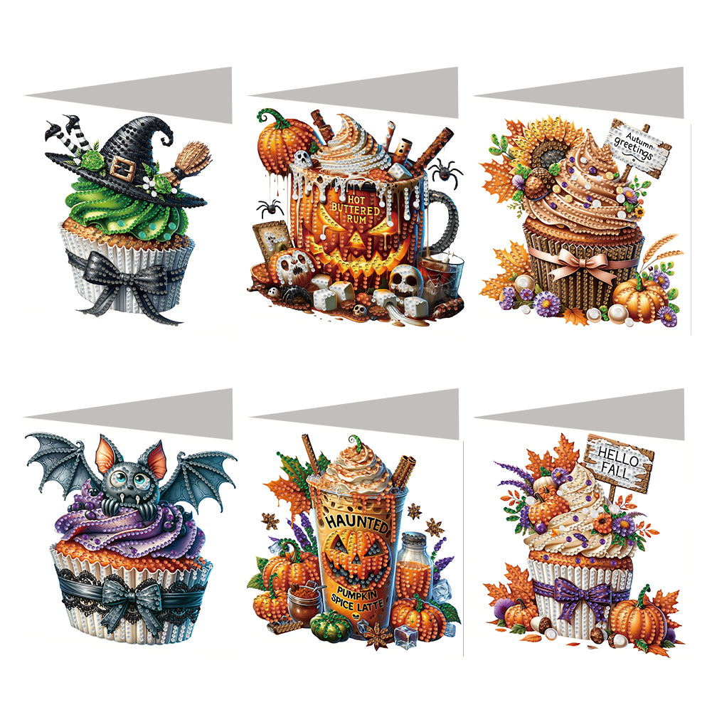 6PCS DIY Diamond Art Greeting Cards Halloween Designs for Celebrations (H031)