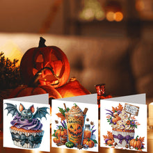 Load image into Gallery viewer, 6PCS DIY Diamond Art Greeting Cards Halloween Designs for Celebrations (H031)
