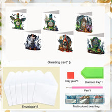 Load image into Gallery viewer, 6PCS DIY Diamond Art Greeting Cards Halloween Designs for Celebrations (H032)
