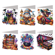 Load image into Gallery viewer, 6PCS DIY Diamond Art Greeting Cards Halloween Designs for Celebrations (H033)
