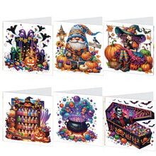 Load image into Gallery viewer, 6PCS DIY Diamond Art Greeting Cards Halloween Designs for Celebrations (H033)
