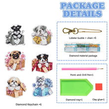 Load image into Gallery viewer, 6pcs Double Sided Special Shape Dog Diamond Painting Art Craft Keychain for Bag
