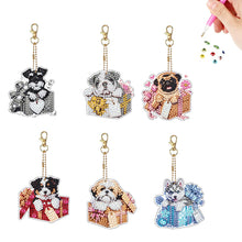 Load image into Gallery viewer, 6pcs Double Sided Special Shape Dog Diamond Painting Art Craft Keychain for Bag
