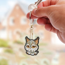 Load image into Gallery viewer, 9pcs Double Sided Special Shape Tiger Cat Diamond Painting Art Craft Keychain
