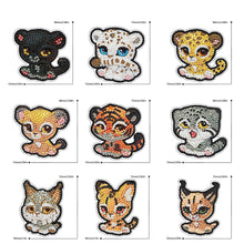 Load image into Gallery viewer, 9pcs Double Sided Special Shape Tiger Cat Diamond Painting Art Craft Keychain
