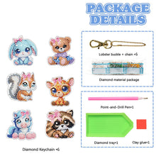 Load image into Gallery viewer, 6pcs Double Sided Special Shape Animal Diamond Painting Art Craft Keychain for Bag
