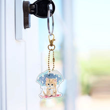 Load image into Gallery viewer, 6pcs Double Sided Special Shape Umbrella Cat Diamond Painting Art Craft Keychain
