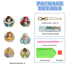Load image into Gallery viewer, 6pcs Double Sided Special Shape Princess Diamond Painting Art Craft Keychain
