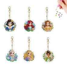 Load image into Gallery viewer, 6pcs Double Sided Special Shape Princess Diamond Painting Art Craft Keychain
