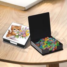 Load image into Gallery viewer, Leather Cat Flower Diamond Painting Notecard Box with 160 Sheets of Paper
