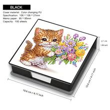 Load image into Gallery viewer, Leather Cat Flower Diamond Painting Notecard Box with 160 Sheets of Paper
