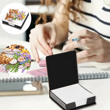 Load image into Gallery viewer, Leather Cat Flower Diamond Painting Notecard Box with 160 Sheets of Paper
