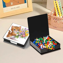 Load image into Gallery viewer, Leather Cat Flower Diamond Painting Notecard Box with 160 Sheets of Paper
