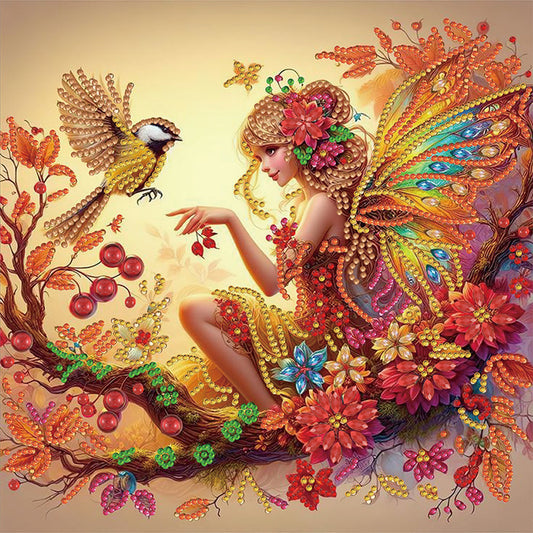 Diamond Painting - Partial Special Shaped - Butterfly Girl (30*30CM)