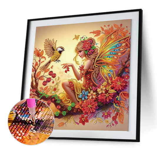 Diamond Painting - Partial Special Shaped - Butterfly Girl (30*30CM)
