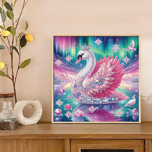 Load image into Gallery viewer, Diamond Painting - Partial Special Shaped - Swan Under The Aurora (30*30CM)
