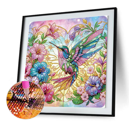 Diamond Painting - Partial Special Shaped - Hummingbird And Flower (30*30CM)