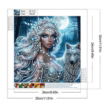 Load image into Gallery viewer, Diamond Painting - Partial Special Shaped - Wolf And Girl (30*30CM)
