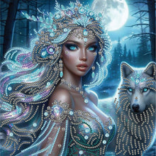 Load image into Gallery viewer, Diamond Painting - Partial Special Shaped - Wolf And Girl (30*30CM)
