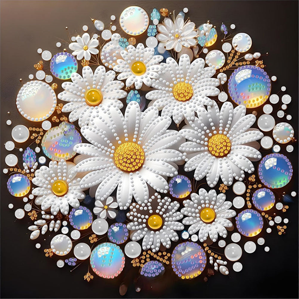 Diamond Painting - Partial Special Shaped - Water Drop Daisy (30*30CM)