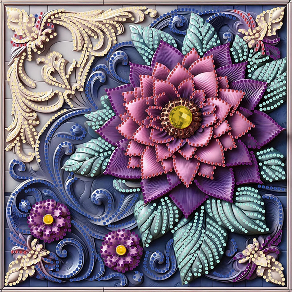 Diamond Painting - Partial Special Shaped - Blooming Flowers (30*30CM)
