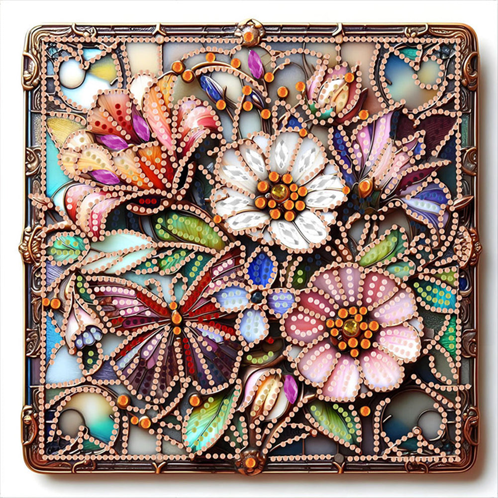 Diamond Painting - Partial Special Shaped - Metallic Flower (30*30CM)