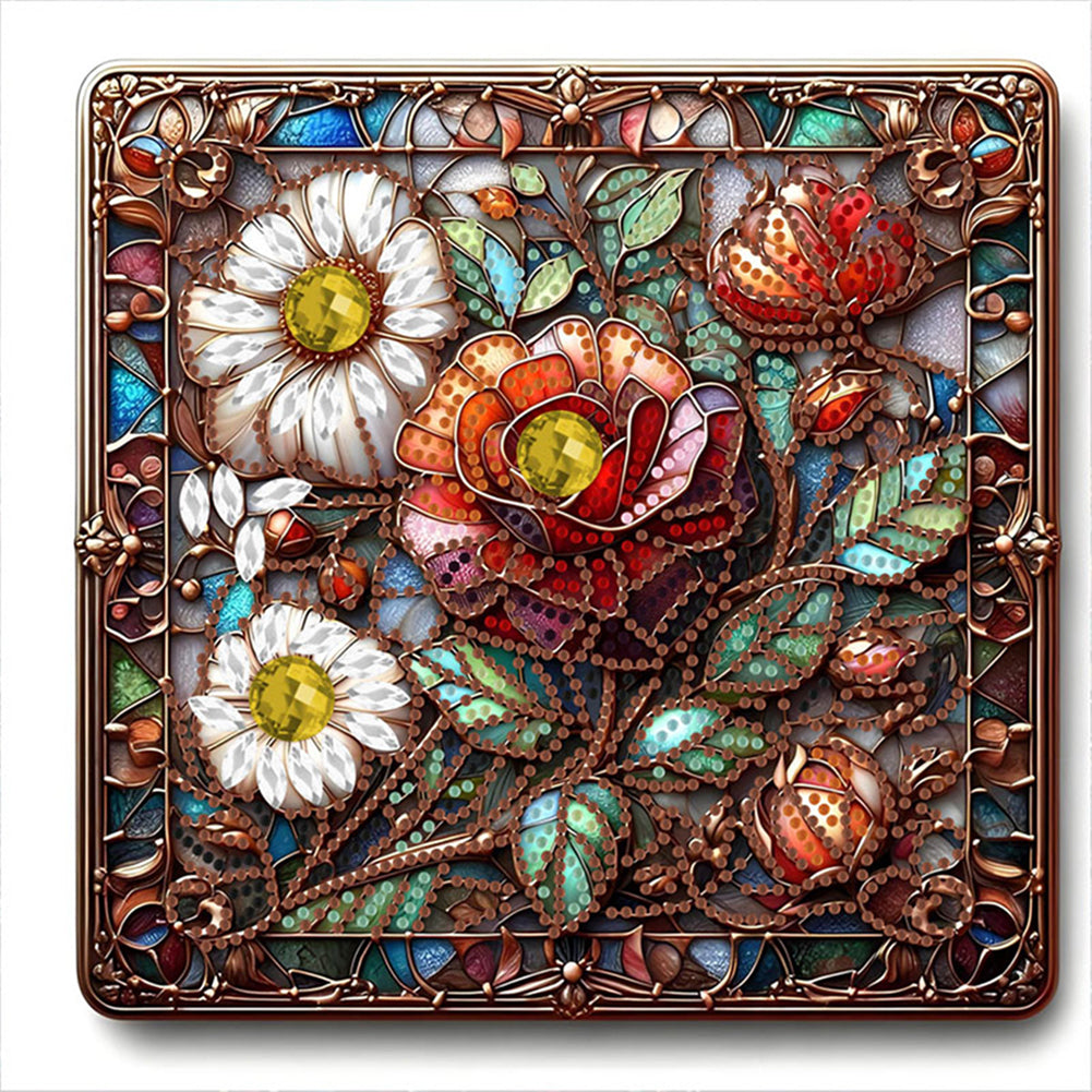 Diamond Painting - Partial Special Shaped - Glass Flower (30*30CM)