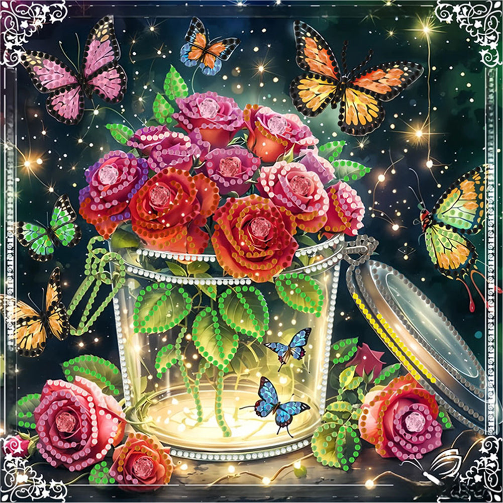 Diamond Painting - Partial Special Shaped - Blooming Flowers (30*30CM)