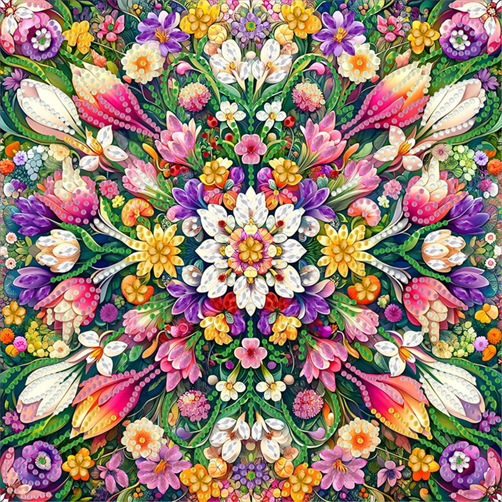 Diamond Painting - Partial Special Shaped - Blooming Flowers (30*30CM)