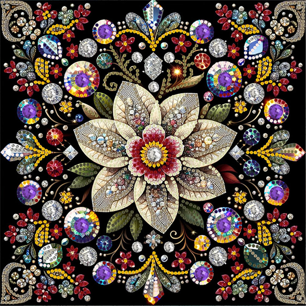 Diamond Painting - Partial Special Shaped - Blooming Flowers (30*30CM)