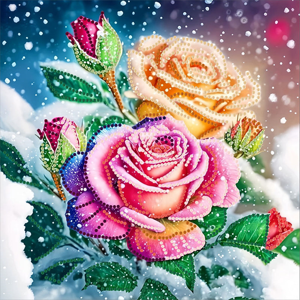 Diamond Painting - Partial Special Shaped - Blooming Flowers (30*30CM)