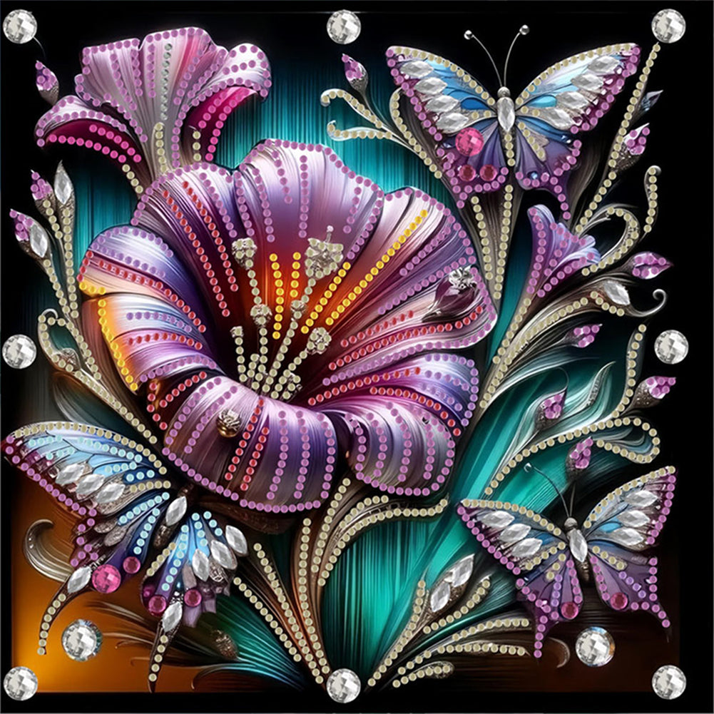 Diamond Painting - Partial Special Shaped - Blooming Flowers (30*30CM)