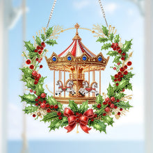 Load image into Gallery viewer, 2D Flat Acrylic DIY Xmas Carousel Wreath Hanging Diamond Art Kits for Wall Door
