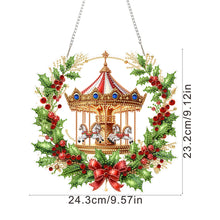 Load image into Gallery viewer, 2D Flat Acrylic DIY Xmas Carousel Wreath Hanging Diamond Art Kits for Wall Door
