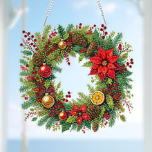 Load image into Gallery viewer, 2D Flat Acrylic DIY Xmas Wreath Hanging Diamond Art Kits for Wall Door Decor

