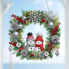 Load image into Gallery viewer, 2D Flat Acrylic DIY Xmas Snowman Wreath Hanging Diamond Art Kits for Wall Door
