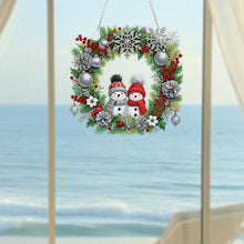 Load image into Gallery viewer, 2D Flat Acrylic DIY Xmas Snowman Wreath Hanging Diamond Art Kits for Wall Door
