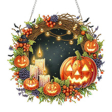 Load image into Gallery viewer, 2D Flat Acrylic DIY Halloween Pumpkin Hanging Diamond Art Kits Wall Door Decor
